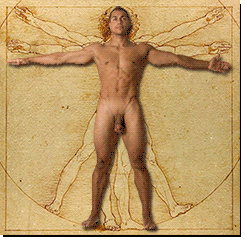 Art Models' Jesse in the Vitruvian Man pose